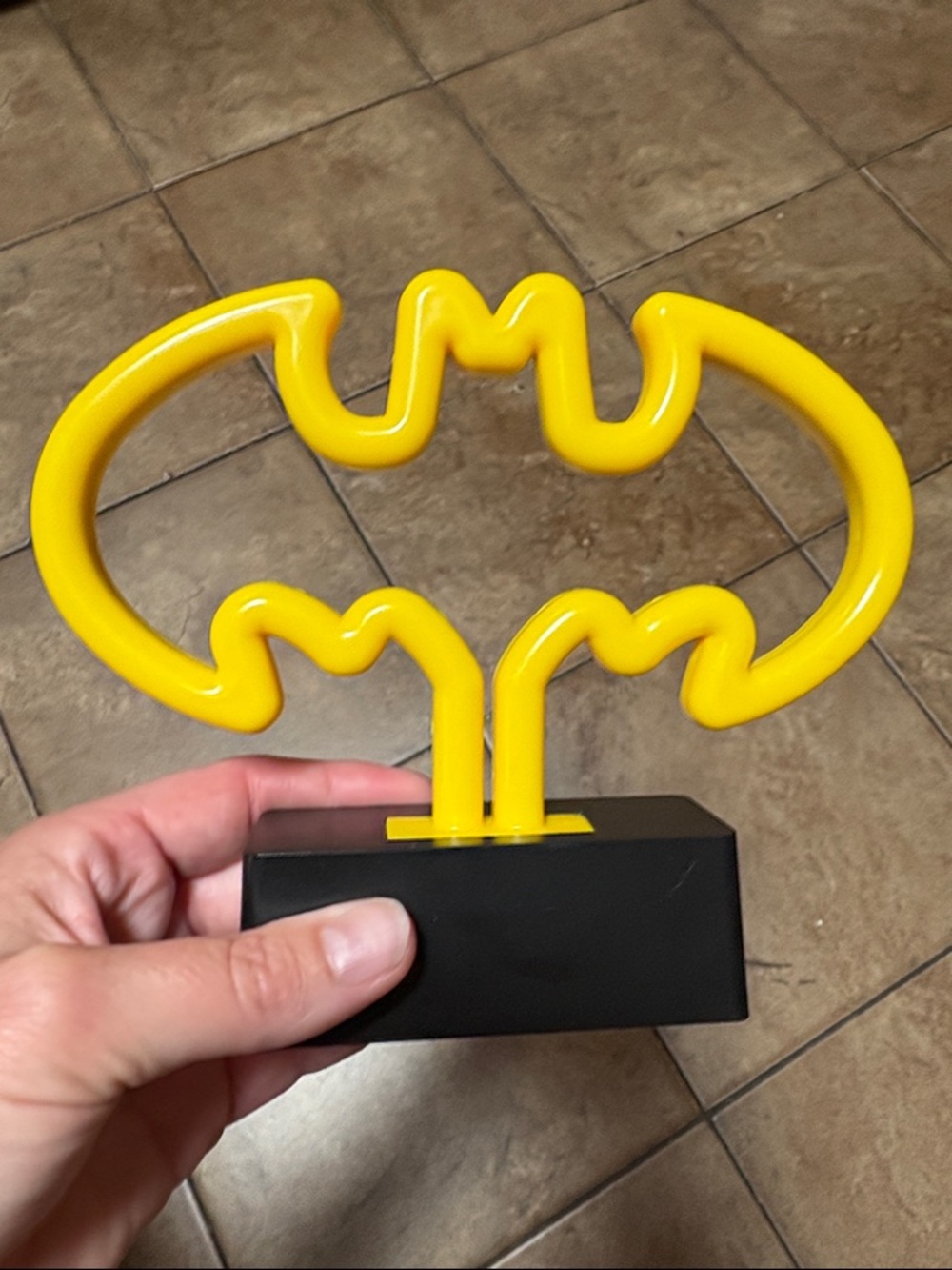 Yellow Bat-Signal Neon Style Desk Accent